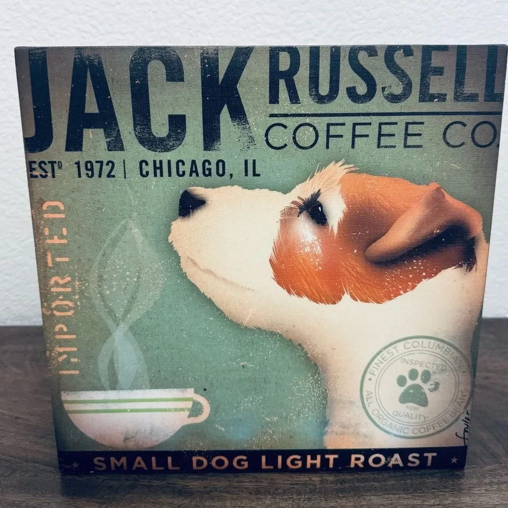 Jack Russell Terrier Dog Coffee Canvas Wall Art Decor